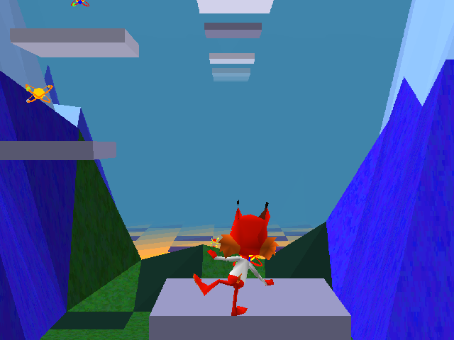 Bubsy 3D (PlayStation) screenshot: Keeping momentum