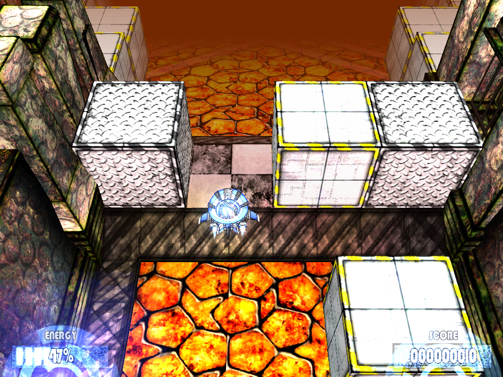 ArkLight (Windows) screenshot: Metal cubes can't be shattered by the spheres.