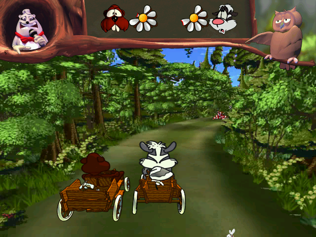 Stinky & Bäver: Skogsspelen (Windows) screenshot: Racing through the forest