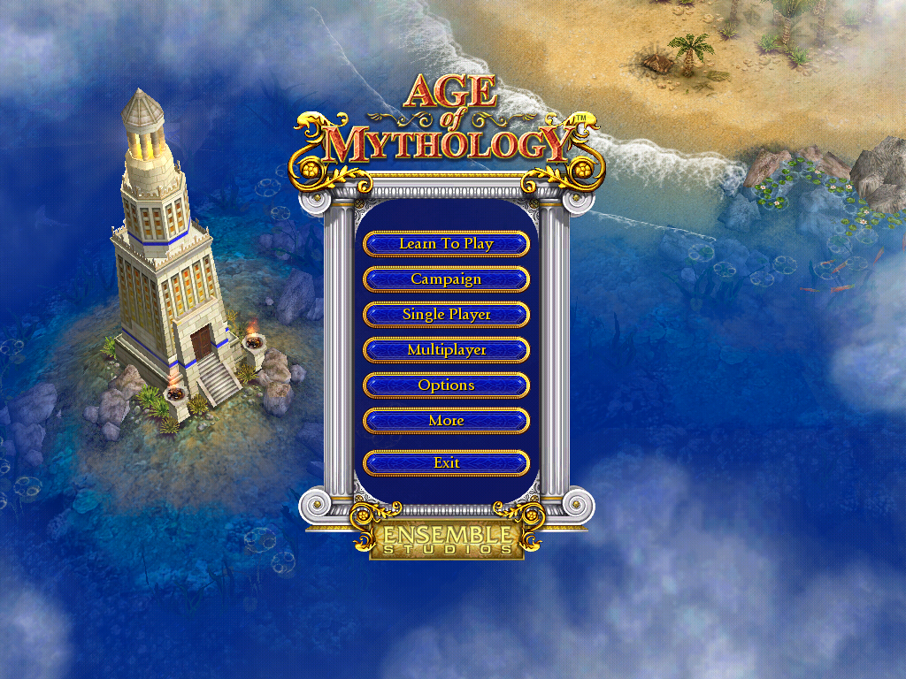 Age of Mythology (Windows) screenshot: Main menu 2 (High Graphics Detail)