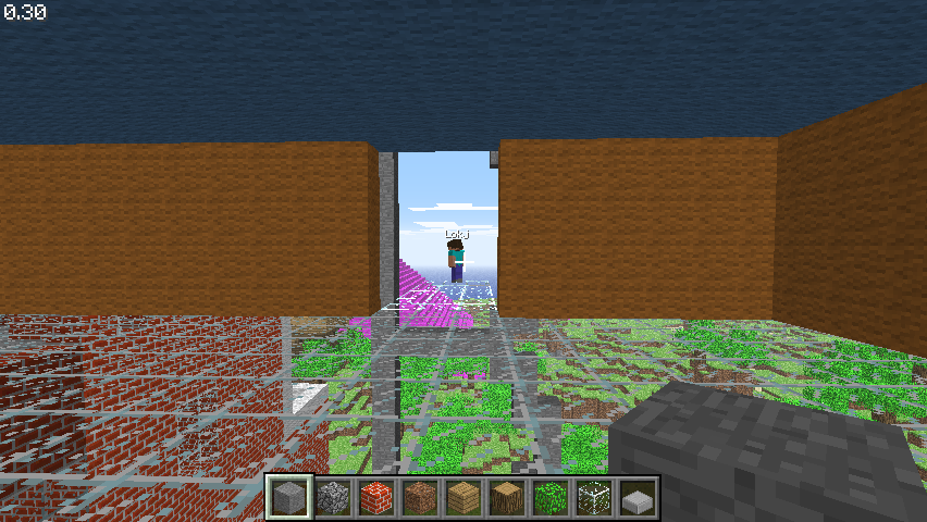 Minecraft Classic (Browser) screenshot: The builder of this house is overlooking the world