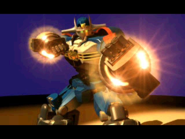 Gear Senshi Dendoh (PlayStation) screenshot: (Intro movie) The titular mecha Dendoh