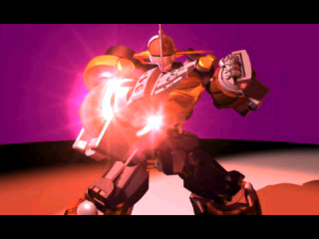 Gear Senshi Dendoh (PlayStation) screenshot: (Intro movie) Knight GEAR Ogre, Dendoh's rival