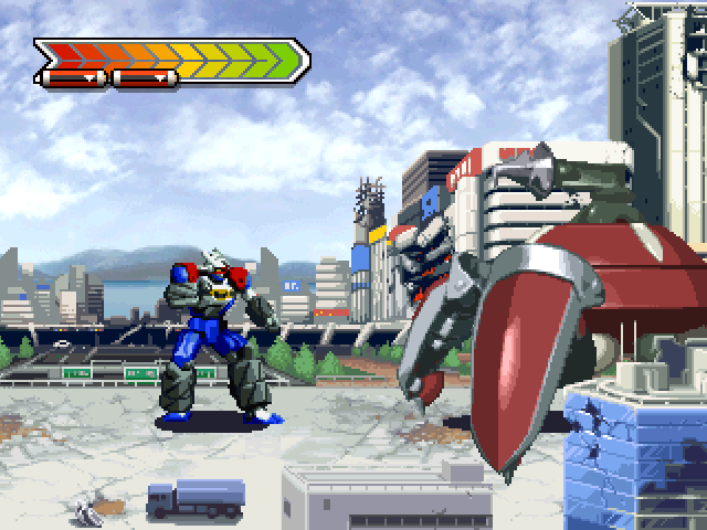 Gear Senshi Dendoh (PlayStation) screenshot: The first quasi(?) boss