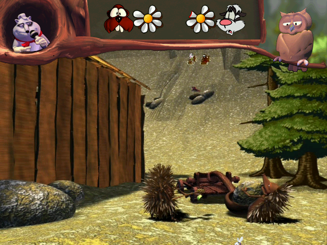 Stinky & Bäver: Skogsspelen (Windows) screenshot: The hedgehogs show up all over the game