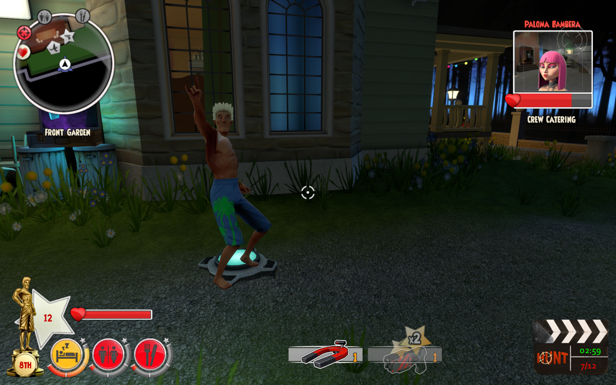 Bloody Good Time (Windows) screenshot: This holographic presentation of the player can be used to fool the hunter