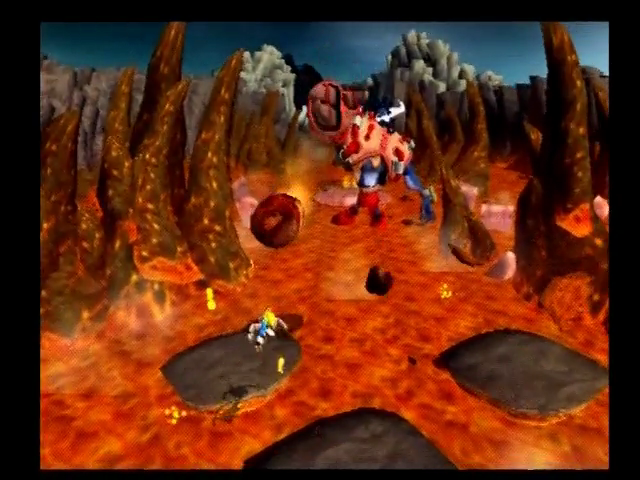 Jak and Daxter: The Precursor Legacy (PlayStation 2) screenshot: Fighting Klaww