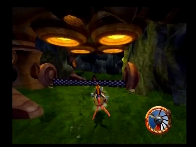 Jak and Daxter: The Precursor Legacy (PlayStation 2) screenshot: Starting the race in Precursor Basin