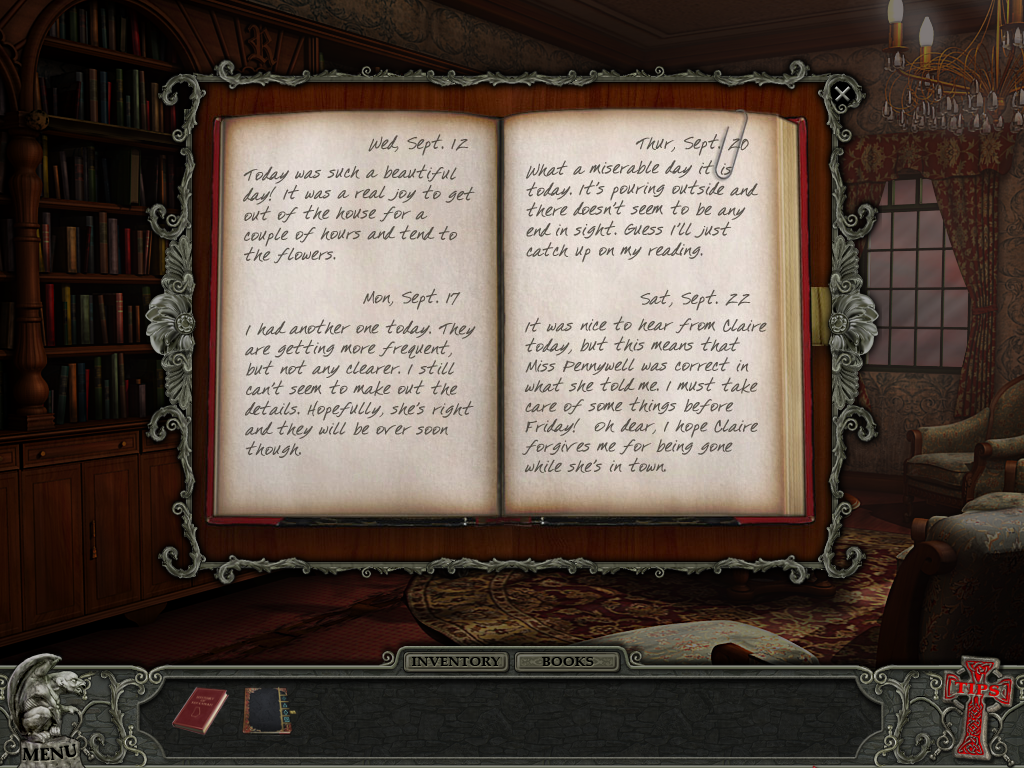 Hidden Mysteries: Vampire Secrets (Windows) screenshot: Aunt Rosie's diary entries