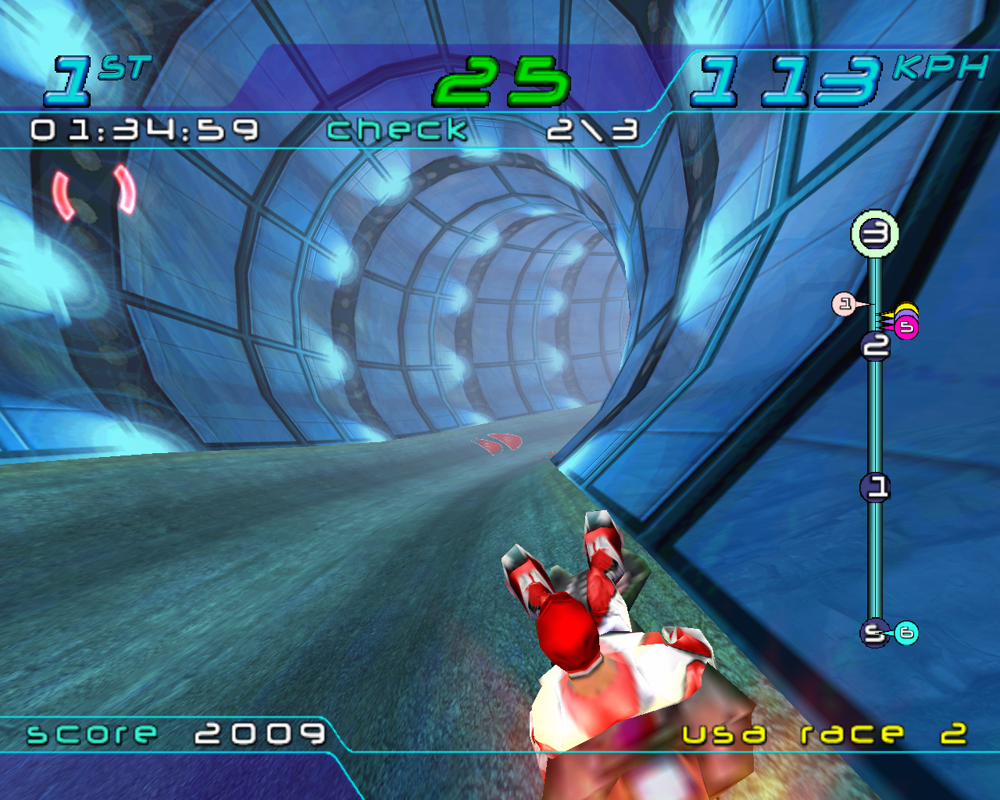 Trickstyle (Windows) screenshot: Lunging in the huge tube is easy and fun.