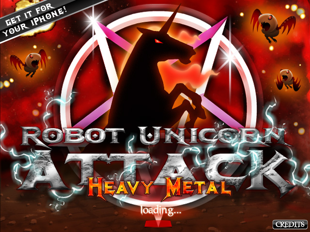 Robot Unicorn Attack: Heavy Metal (Browser) screenshot: Brand new logo.