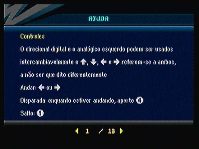 Action Hero 3D: Wild Dog (Zeebo) screenshot: Help screen. Here you can learn all game controls.