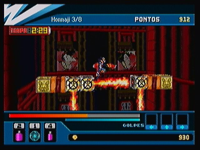 Action Hero 3D: Wild Dog (Zeebo) screenshot: A vertical scrolling level. Here we have fire obstacles, just like the lightning ones seen before.