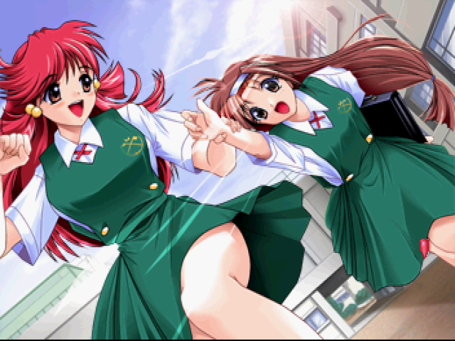 Pia Carrot e Yōkoso!! (SEGA Saturn) screenshot: Ahh, those school girls... ayayayay...