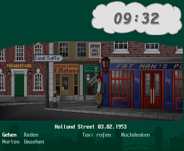 The Clue! (Amiga CD32) screenshot: The street in front of my hotel.