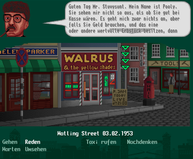 The Clue! (Amiga CD32) screenshot: Checking out another street corner.