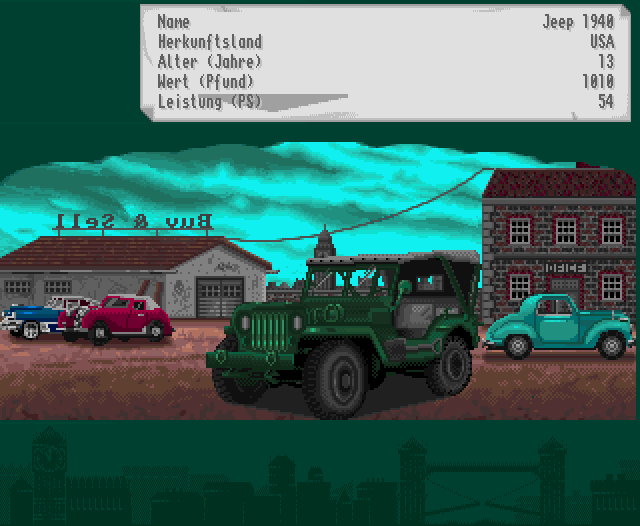 The Clue! (Amiga CD32) screenshot: Looking at a Jeep.