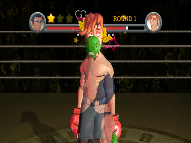 Punch-Out!! (Wii) screenshot: And counter. Now he's seein' the birds!