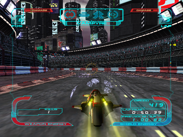 XGRA: Extreme G Racing Association (GameCube) screenshot: Taking the damage