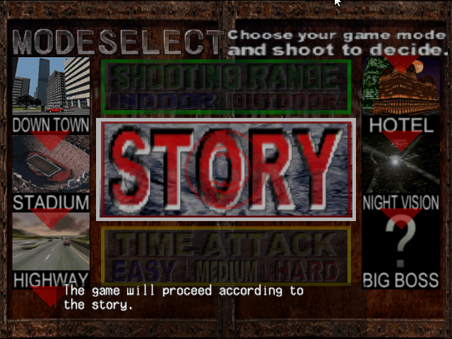 Silent Scope (Dreamcast) screenshot: Select the game mode