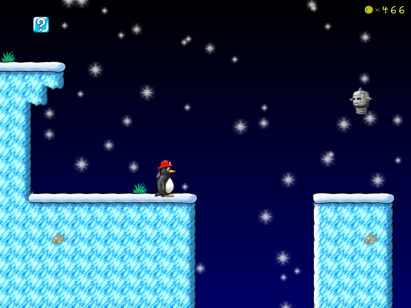 SuperTux (Linux) screenshot: Some levels have a night view