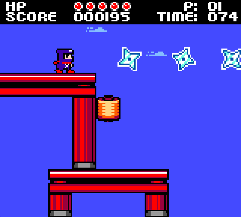 Ninja Senki (Windows) screenshot: Hayate throws HUGE suriken