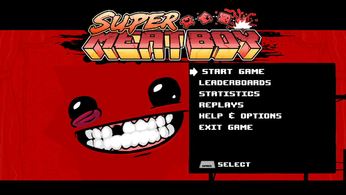 Super Meat Boy (Windows) screenshot: Main Menu