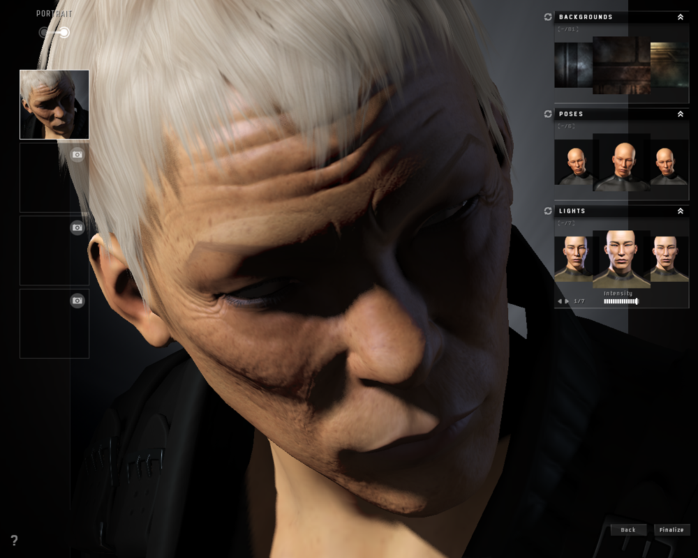 EVE Online (Windows) screenshot: Avatar creation, portrait (after the 14th expansion, Incursion)
