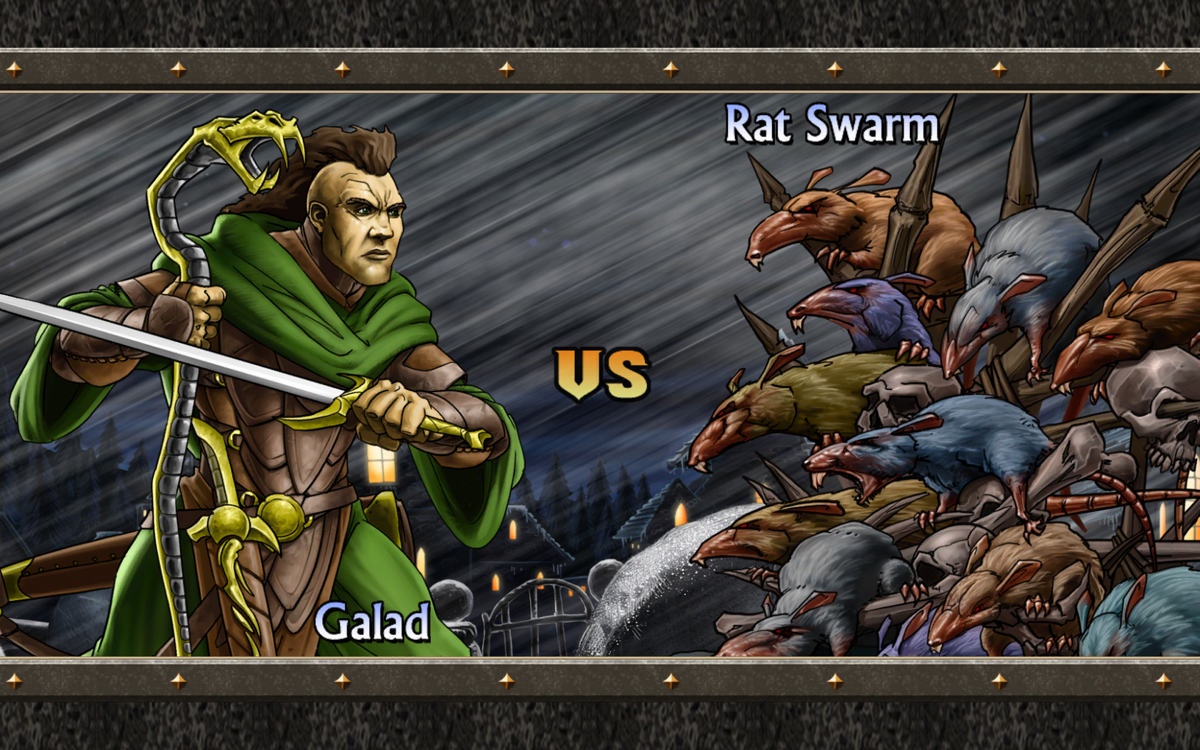 Puzzle Quest 2 (Windows) screenshot: First fight is against a pack of rat