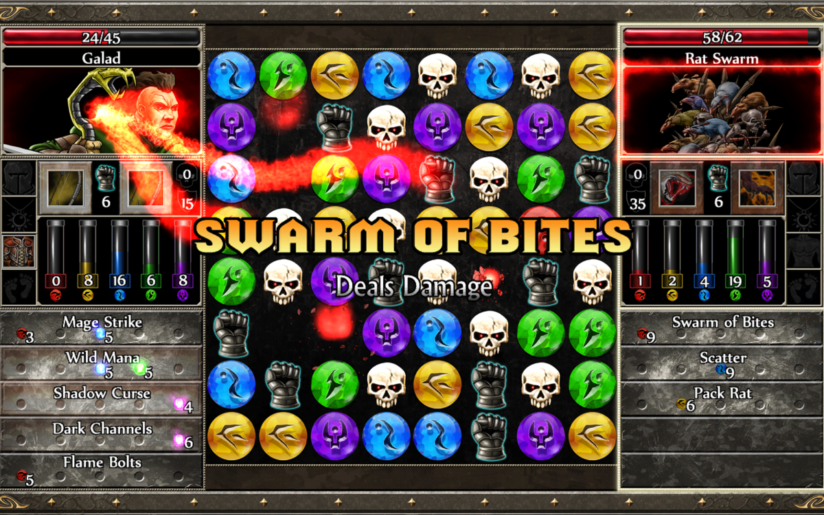 Puzzle Quest 2 (Windows) screenshot: The enemy launches a special attack