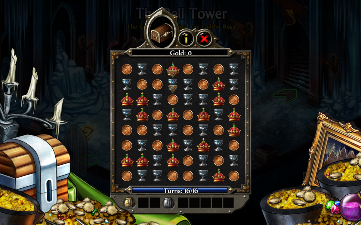 Puzzle Quest 2 (Windows) screenshot: This mini game is played to decide how much loot the player gets from treasure chests