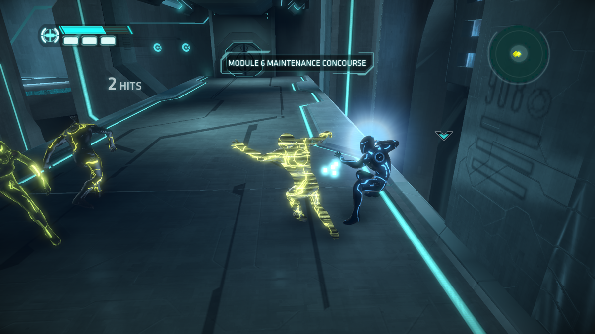 Tron: Evolution (Windows) screenshot: Fighting with several enemies.