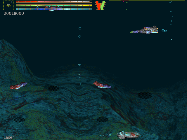 Blaster! (DOS) screenshot: Protect the bomb in the underwater level