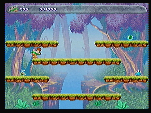 Tork and Kral (Zeebo) screenshot: This is the very first level of the game. Power ups (like this 1 Up) spawns occasionally in the platforms.