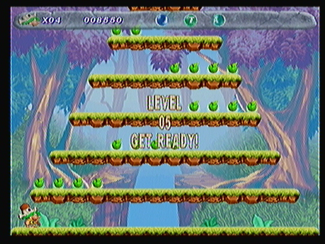 Tork and Kral (Zeebo) screenshot: Every 5th stage is a bonus one. The goal is to collect the most fruits as the screen scrolls up.