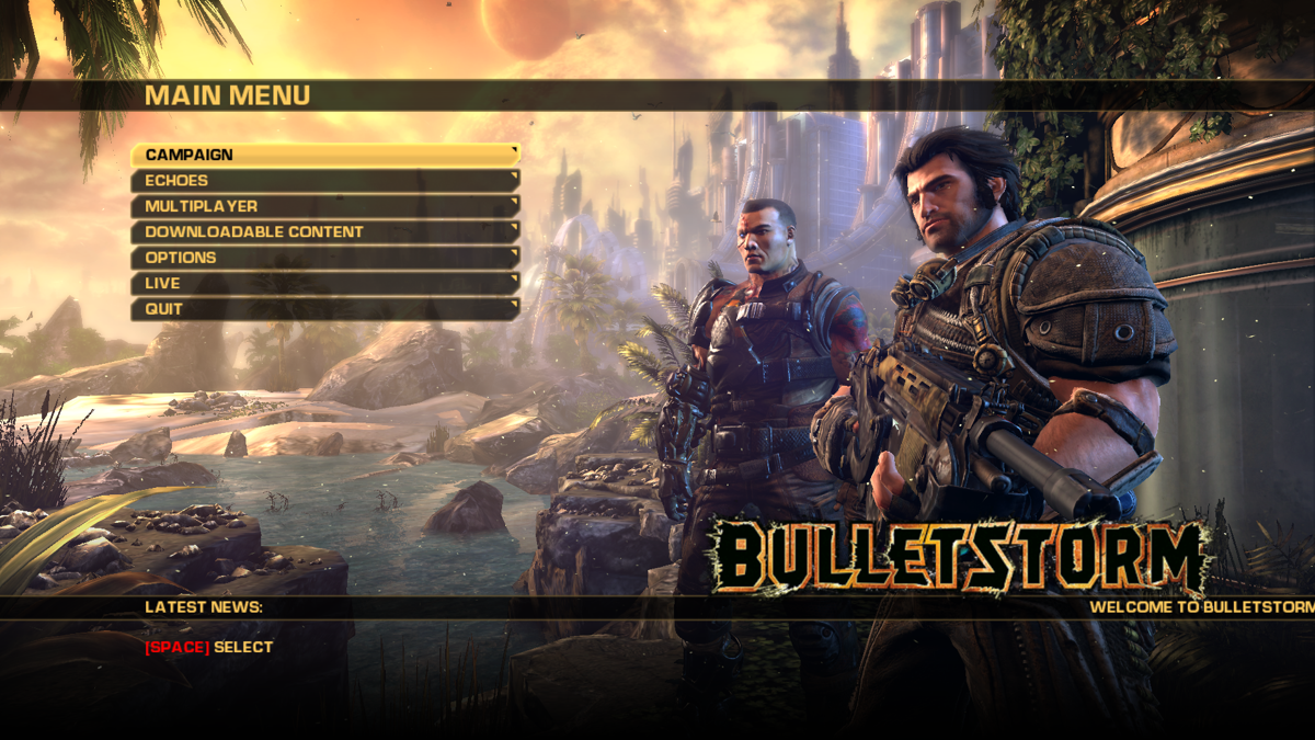 Bulletstorm (Windows) screenshot: Main menu