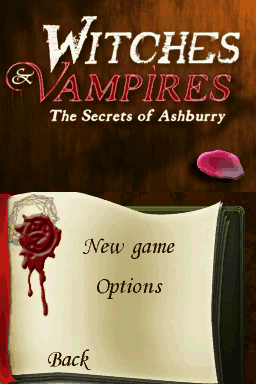 Witches & Vampires: The Secrets of Ashburry (Nintendo DS) screenshot: Main menu