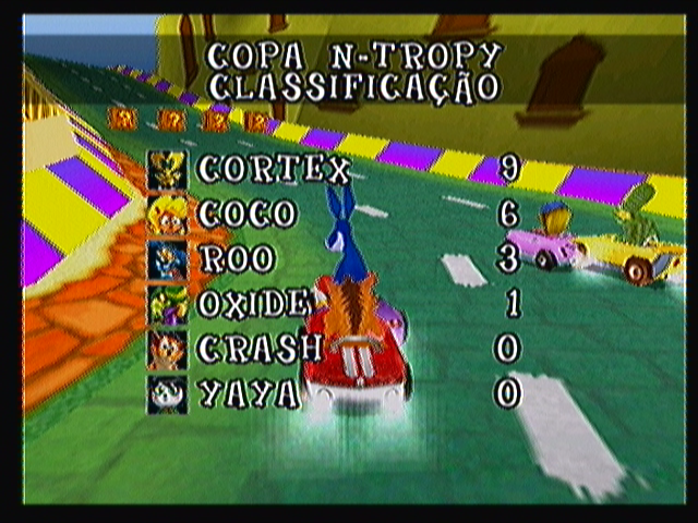 Crash Bandicoot Nitro Kart 3D (Zeebo) screenshot: The cup results, so far.