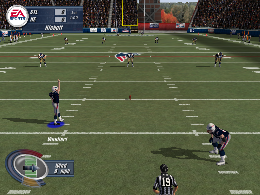 Madden NFL 2003 (Windows) screenshot: Jeff Wilkins is set for the opening kickoff.
