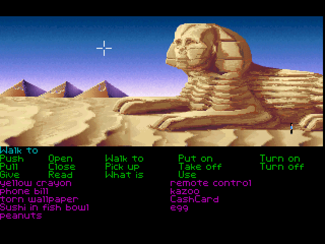 Zak McKracken and the Alien Mindbenders (FM Towns) screenshot: Beautiful view in Egypt