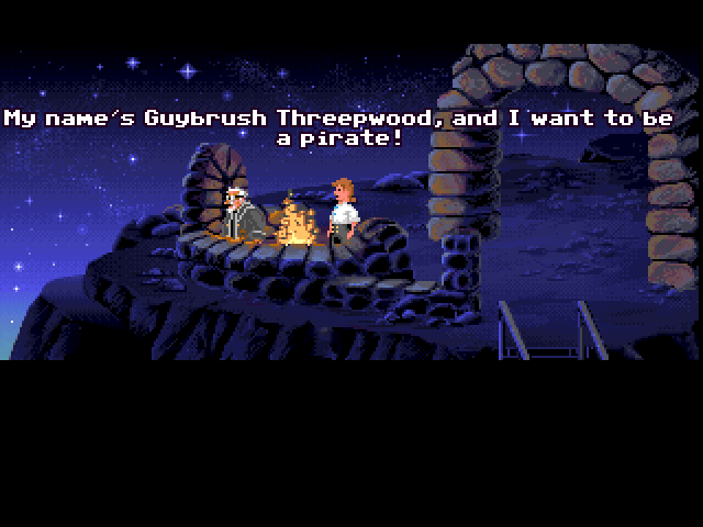 The Secret of Monkey Island (FM Towns) screenshot: The game starts with this immortal phrase