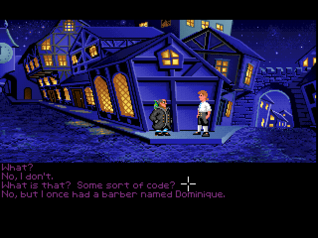 The Secret of Monkey Island (FM Towns) screenshot: Dialogue choices in English