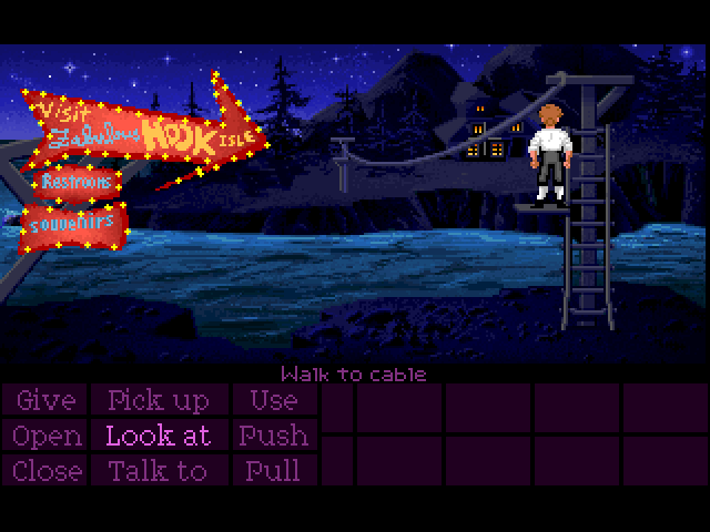 The Secret of Monkey Island (FM Towns) screenshot: I think I'll need that famous item to get through...