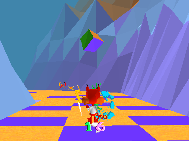 Bubsy 3D (PlayStation) screenshot: The power of invincibility