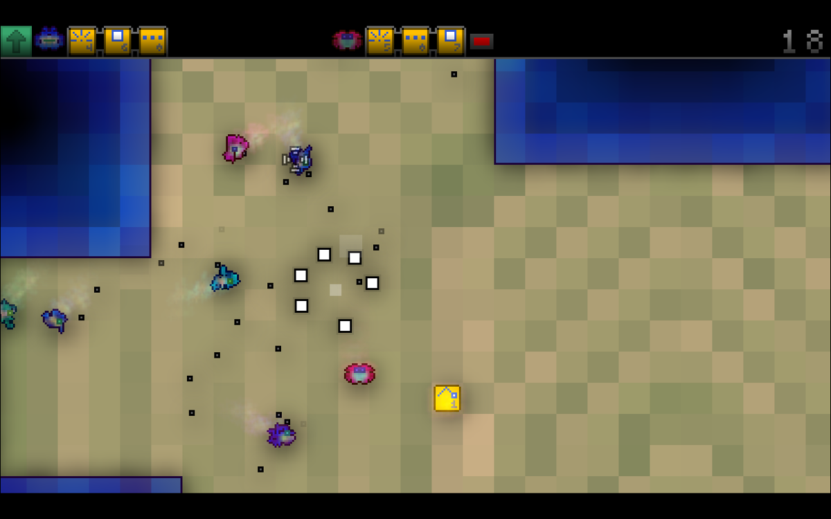 Inside a Star-filled Sky (Windows) screenshot: Many enemies, but the giant white bullets are mine.