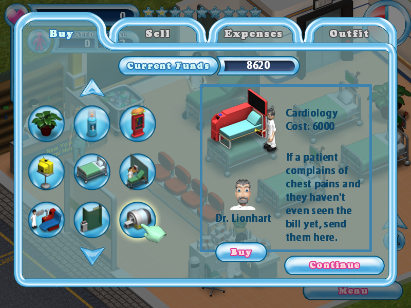 Hospital Hustle (Windows) screenshot: Workshop - tune the hell out of your ER.