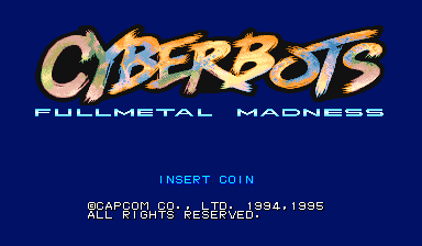 Cyberbots: Full Metal Madness (Arcade) screenshot: The title screen of the game.