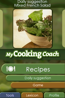 My Healthy Cooking Coach (Nintendo DS) screenshot: Main Menu
