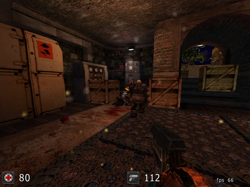 Cube 2: Sauerbraten (Linux) screenshot: Foe approaching