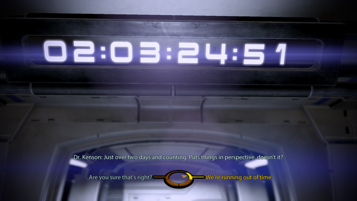 Mass Effect 2: Arrival (Windows) screenshot: Counter for reapers arrival. Just two days? Someone should try and wait till the end.